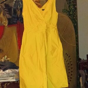 Nanette Lepore So Cute Bright Yellow V-Neck Midi Dress